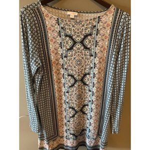 J. Jill Womens Dress Crew Neck 3/4Sleeve Midi Medium Stretch